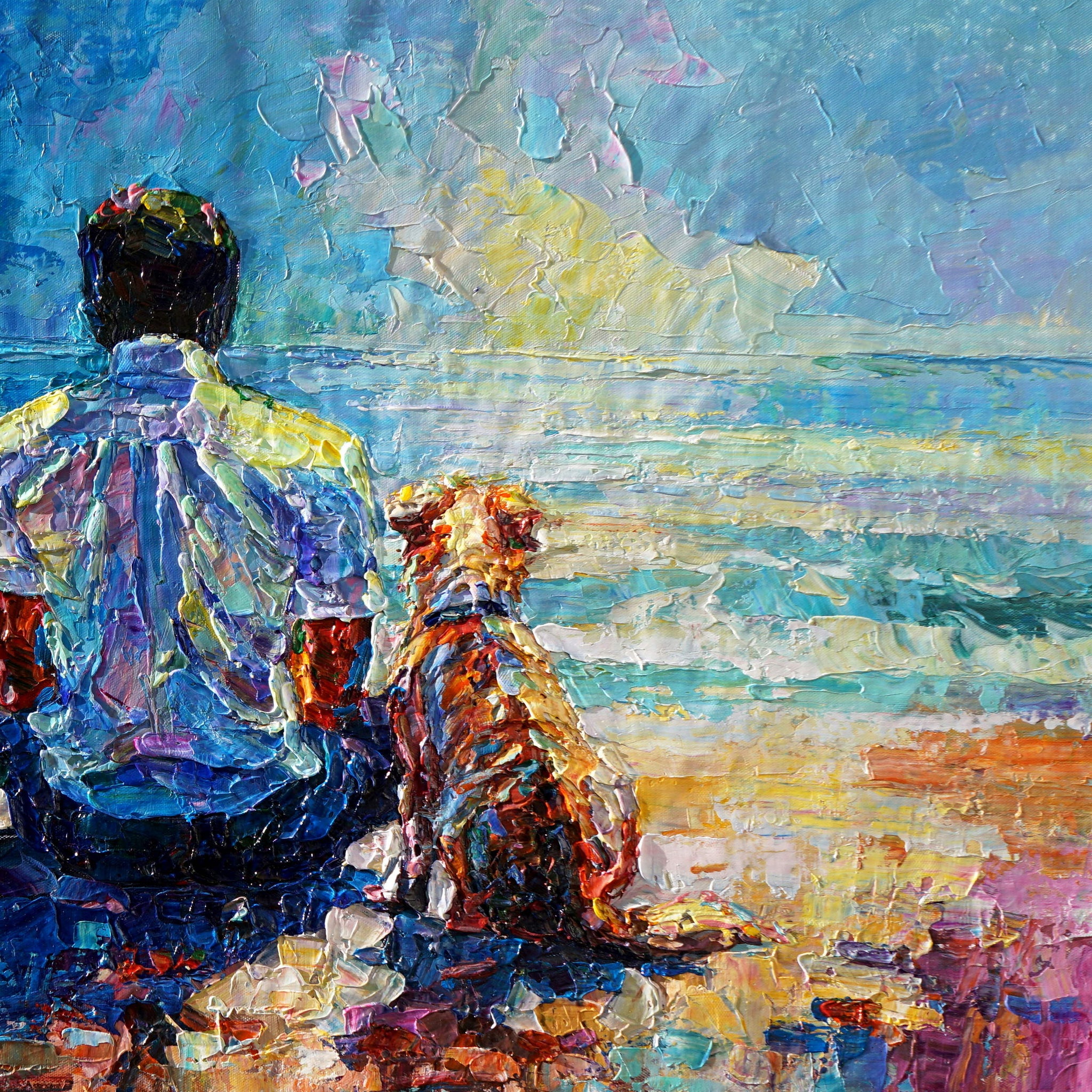 Dipinto moderno Amici al tramonto 75x115cm