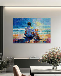 Dipinto moderno Amici al tramonto 75x115cm