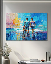 Dipinto moderno Coppia romantica in riva al mare 75x115cm