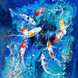 Dipinto a mano Astratto Materico Carpe Koi 120x165cm